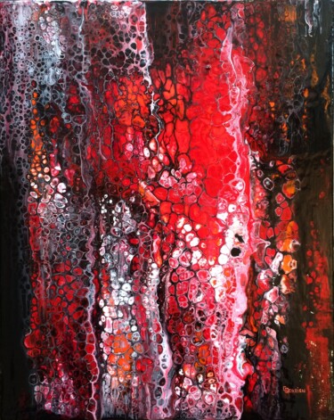 Peinture intitulée "Flammes" par Chantal Derrien, Œuvre d'art originale, Acrylique Monté sur Châssis en bois