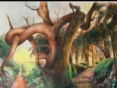 绘画 标题为“FANTAISIE ARBORICOL…” 由Jacques Tafforeau, 原创艺术品, 水彩