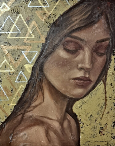 Painting titled "Aigene. Absent" by Artmoods Tp, Original Artwork, Oil Mounted on Cardboard