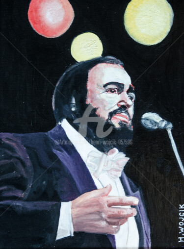 Peinture intitulée "PAVAROTTI" par Henri Wojcik, Œuvre d'art originale, Acrylique Monté sur Châssis en bois