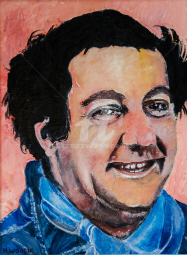 Peinture intitulée "COLUCHE" par Henri Wojcik, Œuvre d'art originale, Acrylique Monté sur Châssis en bois