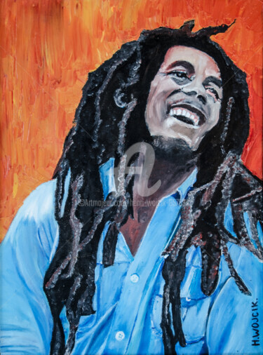 Peinture intitulée "BOB MARLEY" par Henri Wojcik, Œuvre d'art originale, Acrylique Monté sur Châssis en bois
