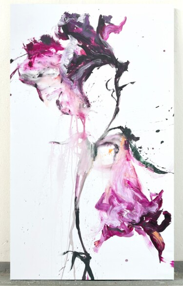 Schilderij getiteld "Pink flower 24" door Rosi Roys, Origineel Kunstwerk, Acryl