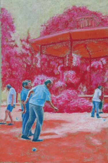 Dessin intitulée "petanque" par Kash, Œuvre d'art originale, Fusain