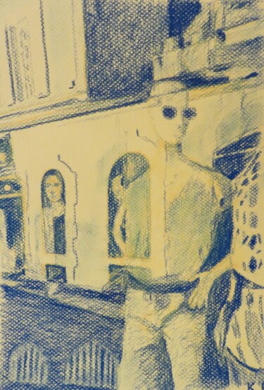 Desenho intitulada "window" por Kash, Obras de arte originais, Pastel