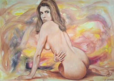 Le modèle Peinture intitulée "Le modèle" par Jean-Claude Bemben, Œuvre d'art originale, Huile Monté sur Châssis en bois
