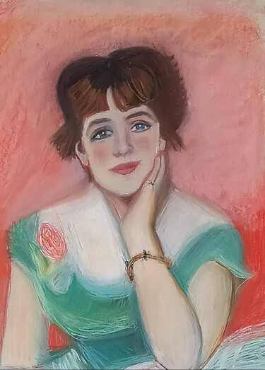 La rêverie (d'après Renoir) Dessin intitulée "La rêverie (d'après…" par Marit Refsnes, Œuvre d'art originale, Pastel