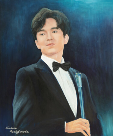Dimash Peinture intitulée "Dimash" par Madina Turlybekova, Œuvre d'art originale, Huile Monté sur Châssis en bois