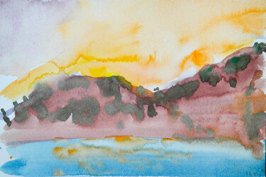 On our way to Marmaris - abstract seascape, evening sky, sea 绘画 标题为“On our way to Marma…” 由Dina Aseeva, 原创艺术品, 水彩