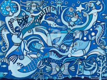 Peinture intitulée "AMOUR OCEANE 2" par Henri Wojcik, Œuvre d'art originale, Acrylique Monté sur Châssis en bois