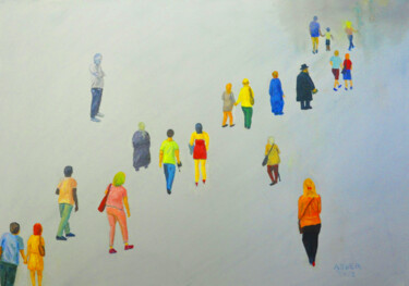Painting titled "Where they all go ?" by Asher, Original Artwork, Oil