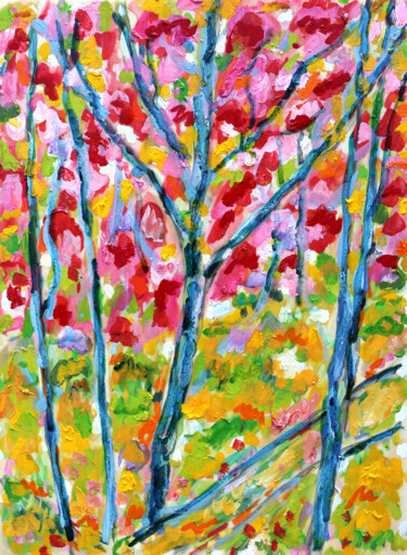 Peinture intitulée "Au bois d'mon cœur…" par Jean Mirre, Œuvre d'art originale, Huile