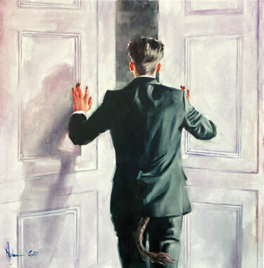 Painting titled "Attention to detail." by Igor Shulman, Original Artwork, Oil Mounted on Wood Stretcher frame