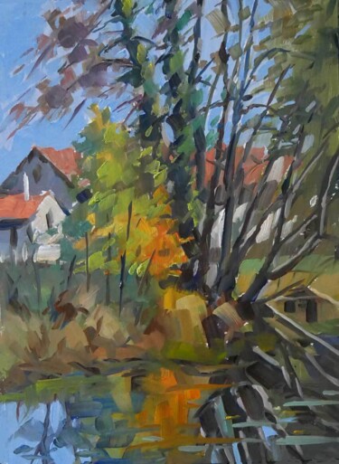Painting titled "Petit canal à Richa…" by Christian Arnould, Original Artwork, Oil