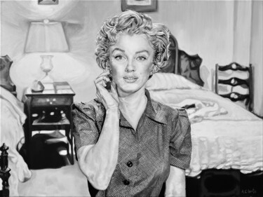 Marilyn Monroe in the film Don't Bother to Knock Painting titled "Marilyn Monroe in t…" by Alejandro Cilento, Original Artwork, Oil