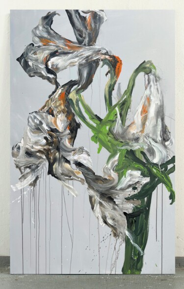 Painting titled "Grey flower" by Rosi Roys, Original Artwork, Acrylic