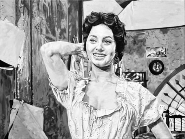 Sophia Loren in Gold of Naples by Vittorio De Sica Painting titled "Sophia Loren in Gol…" by Alejandro Cilento, Original Artwork, Oil