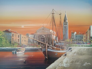Umag, Croatia, sunset acrylic print painting on canvas 绘画 标题为“Umag, Croatia, suns…” 由Filip Petrovic, 原创艺术品, 丙烯