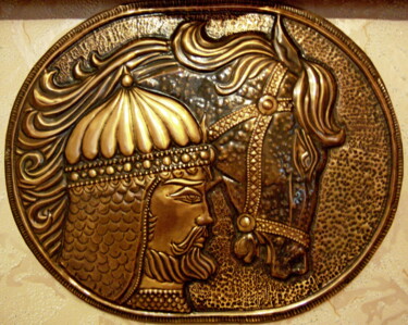 Printmaking titled "Чеканка. Воин" by Valerij Vazov, Original Artwork, Embossing