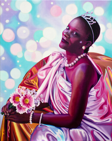 Peinture intitulée "Portrait de Maguy" par Morgan Bisoux, Œuvre d'art originale, Huile Monté sur Châssis en bois