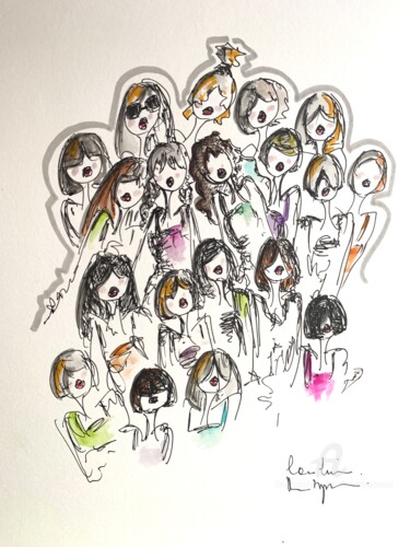 Drawing titled "Les filles, retourn…" by Caroline Montigneaux, Original Artwork, Ink