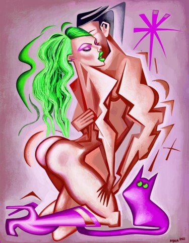 Fashion sexy couple Painting titled "Fashion sexy couple" by Kaola Oty, Original Artwork, Acrylic