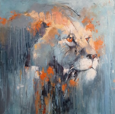 "Lion" animal oil painting on canvas palette knife 제목이 ""Lion" animal oil p…"인 미술작품 Виктория Кернер로, 원작, 기름
