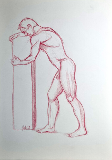 Disegno intitolato "männlicher stehende…" da Arne Groh, Opera d'arte originale, Matita