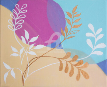 Painting titled "White - gold branch…" by Svetlana Saratova, Original Artwork, Acrylic