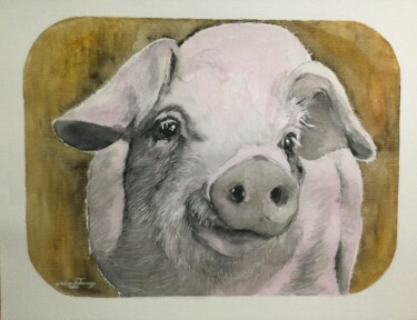 Peinture intitulée "COQUIN DE PORC" par Michel Cendra-Terrassa, Œuvre d'art originale, Aquarelle