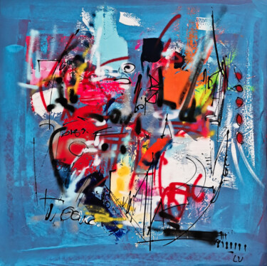 Peinture intitulée "Bleu Azur" par Luc Villard, Œuvre d'art originale, Acrylique Monté sur Châssis en bois