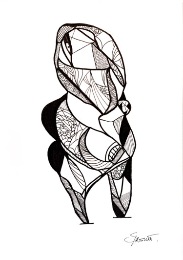 Dessin intitulée "Danseur" par Steve Drevet, Œuvre d'art originale, Encre