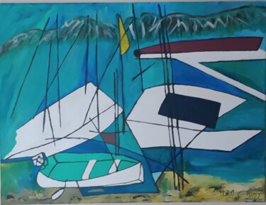 "La voile" başlıklı Tablo Claudia Moro tarafından, Orijinal sanat, Akrilik Ahşap Sedye çerçevesi üzerine monte edilmiş