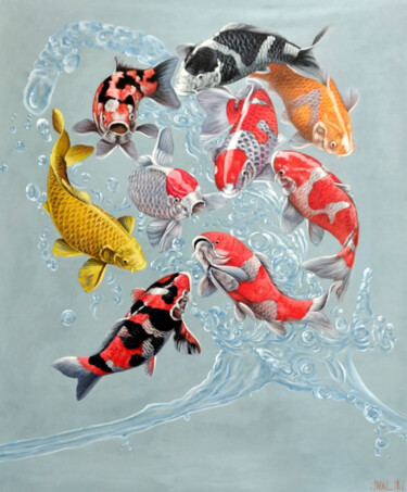 Painting titled "The Circle" by J. Woko, Original Artwork, Oil