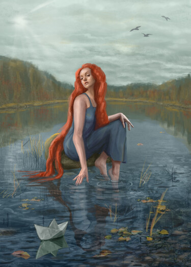 Сентябринка, серия "Оригами" 绘画 标题为“Сентябринка, серия…” 由Mary Dian, 原创艺术品, 数字油画 安装在铝上