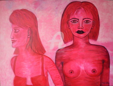 绘画 标题为“Les demoiselles mon…” 由Pinkivioletblue, 原创艺术品, 丙烯 安装在木质担架架上