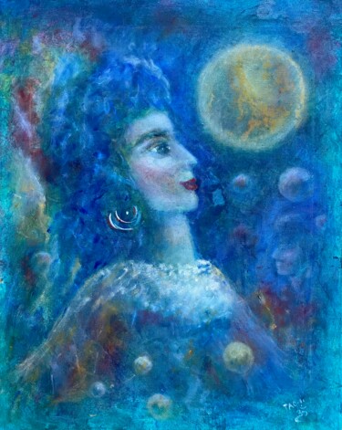 绘画 标题为“Moon on me” 由Tanja Olsson, 原创艺术品, 油