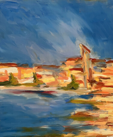 Painting titled "Falaises 2" by Katia Feintuch, Original Artwork, Oil