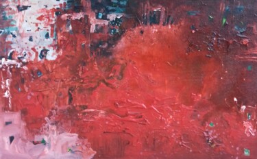 Painting titled "Abstraction rouge" by Lorenz, Original Artwork, Acrylic Mounted on Wood Stretcher frame