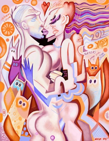 Autumnal Sensual Love Painting titled "Autumnal Sensual Lo…" by Kaola Oty, Original Artwork, Acrylic