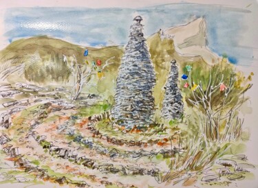Painting titled "La spirale de Saint…" by Geneviève Baud Caizergues, Original Artwork, Watercolor