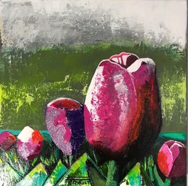 Peinture intitulée "TULIPES 5" par Pascal Feriault, Œuvre d'art originale, Acrylique