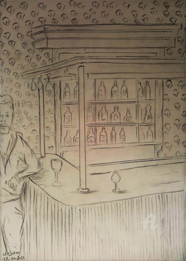 Drawing titled "L' Hôtel de Sergio" by Roberto Urbano, Original Artwork, Pencil