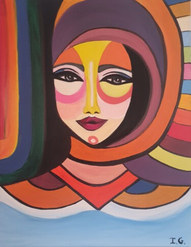 Painting titled "Peaceful" by Irena Goftman, Original Artwork, Acrylic Mounted on Wood Panel