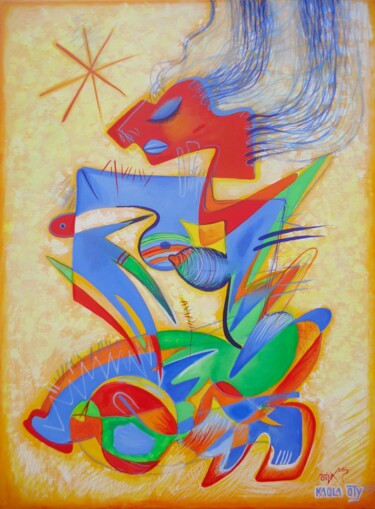Painting titled "Connection  with Th…" by Kaola Oty, Original Artwork, Acrylic