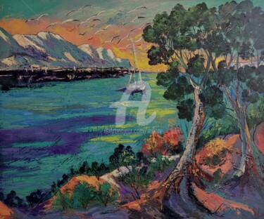 Peinture intitulée "Calanque aux pins v…" par Milorv, Œuvre d'art originale, Huile