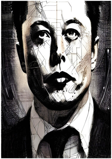 Digital Arts titled "Mr Elon Musk" by Graham Rhodes, Original Artwork, Photo Montage