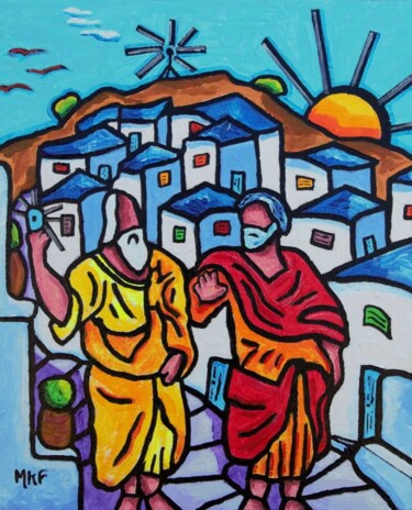 Peinture intitulée "Socrate and Platon…" par Marc Felix, Œuvre d'art originale, Acrylique Monté sur Châssis en bois