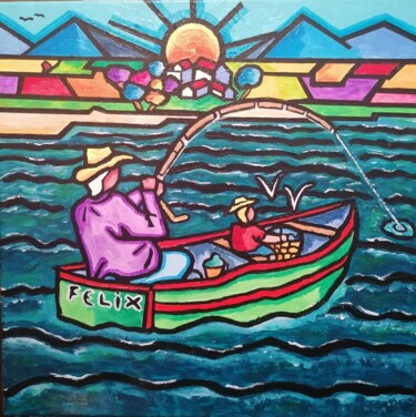 Peinture intitulée "La pesca ." par Marc Felix, Œuvre d'art originale, Acrylique Monté sur Châssis en bois
