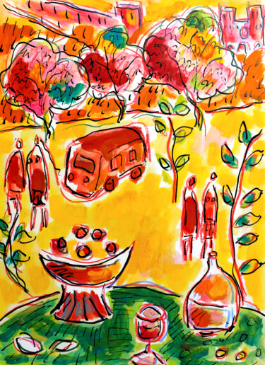Peinture intitulée "La bonne table" par Jean Mirre, Œuvre d'art originale, Huile